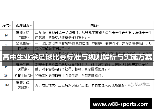 高中生业余足球比赛标准与规则解析与实施方案